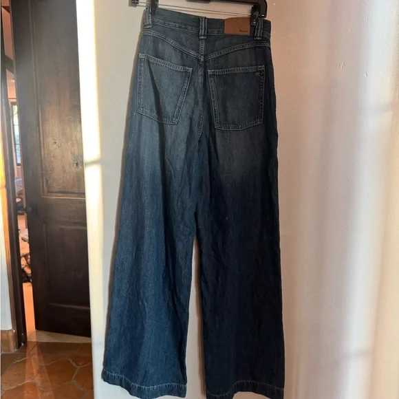 Madewell Wide Leg Utility Jeans Dark Wash High Rise Sustainable Denim 24 - Picture 6 of 8